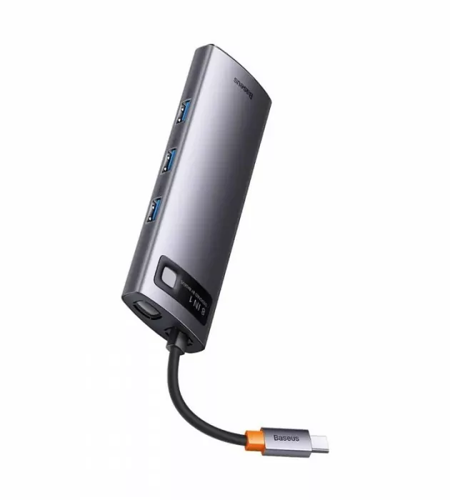 Стыковочная станция Baseus Metal Gleam Series 8-in-1 Multifunctional Type-C HUB Docking Station Серый (WKWG080113) | Фото 2 из 4