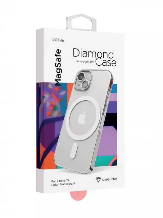 Чехол защитный VLP Diamond Case с MagSafe для iPhone 15/14 прозрачный | Фото 2 из 3