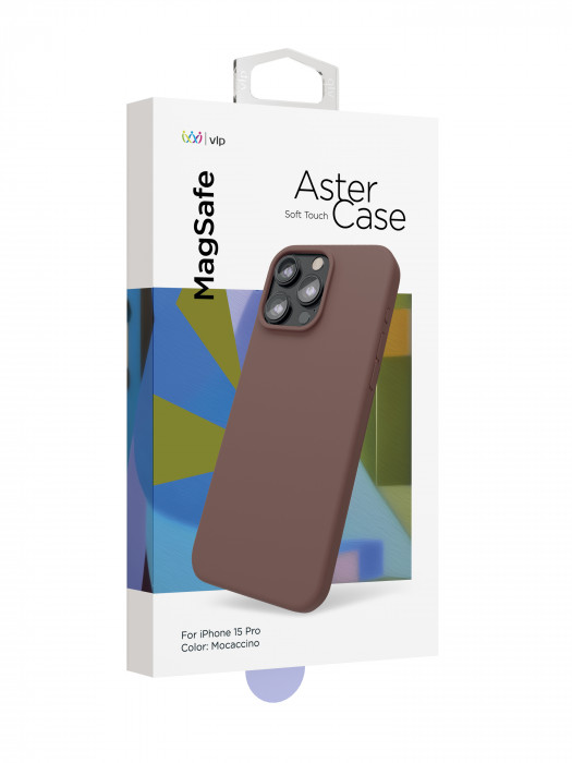 Чехол защитный "vlp" Aster Case с MagSafe для iPhone 15 Pro моккачино