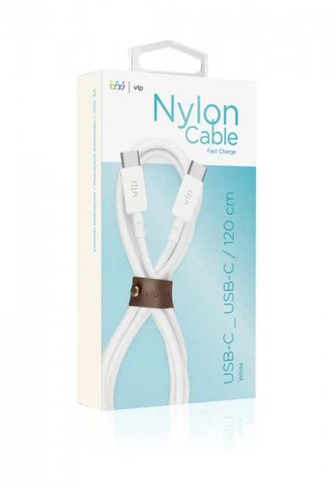 Кабель "vlp" Nylon Cable USB C - USB C 1.2м белый