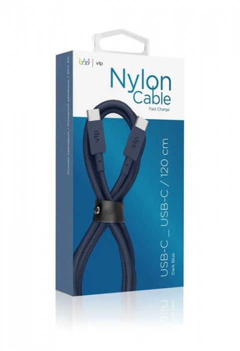 Кабель "vlp" Nylon Cable USB C - USB C 1.2м темно-синий