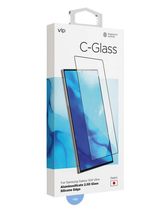 Защитное стекло 2.5D VLP C-Glass для Samsung Galaxy S24 Ultra с черной рамкой