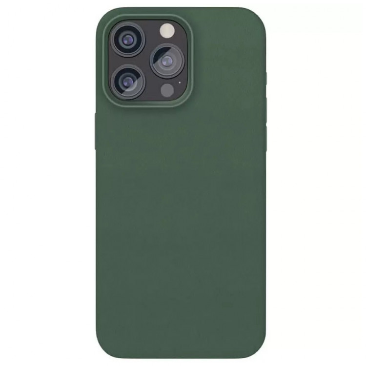 Чехол защитный VLP Ecopelle Case c MagSafe для iPhone 15 Pгo Max Темно-зеленый