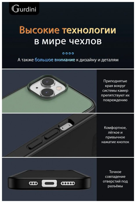 Чехол-накладка Gurdini Shockproof Case для iPhone 14/13 Зеленый (Green)