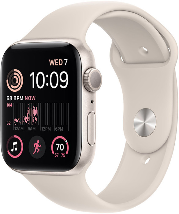 Умные часы Apple Watch SE 2022 44mm Aluminum Case with Sport Band Сияющая звезда | Фото 4 из 4