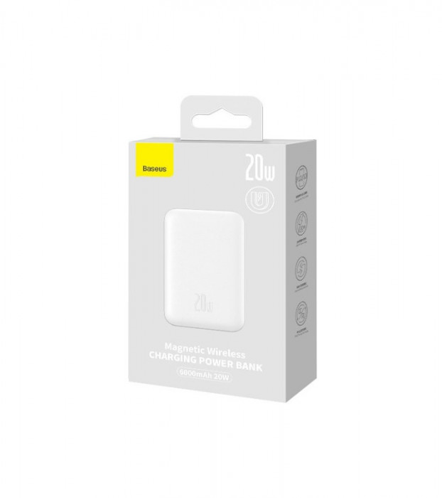 Внешний аккумулятор Baseus Power Bank MagSafe 6000mAh 20W Белый (PPCX020102) | Фото 8 из 9