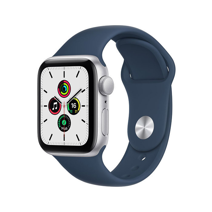 Умные часы Apple Watch SE GPS 40mm Aluminum Case with Sport Band Серебристый/синий | Фото 5 из 5