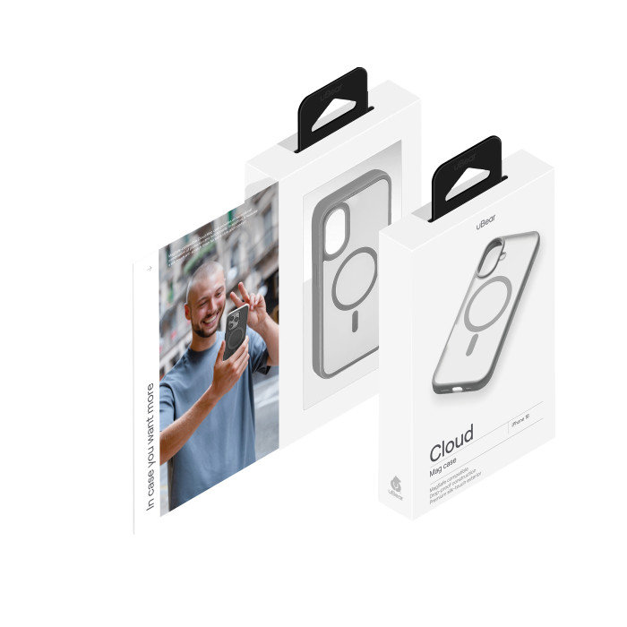 Чехол защитный uBear Cloud Mag Case для iPhone 16, MagSafe совместимый, усиленный, силк-тач, Cерый | Фото 2 из 5