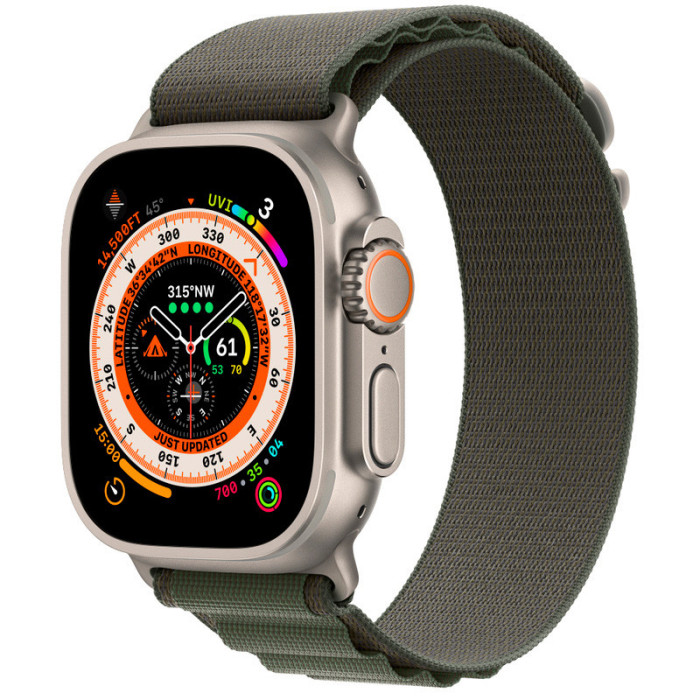 Умные часы Apple Watch Ultra 49mm GPS + Cellular Titanium Case with Green Alpine Loop