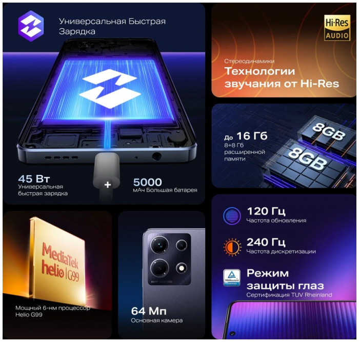 Смартфон Infinix Note 30 8/256GB Золотой (Gold) EAC