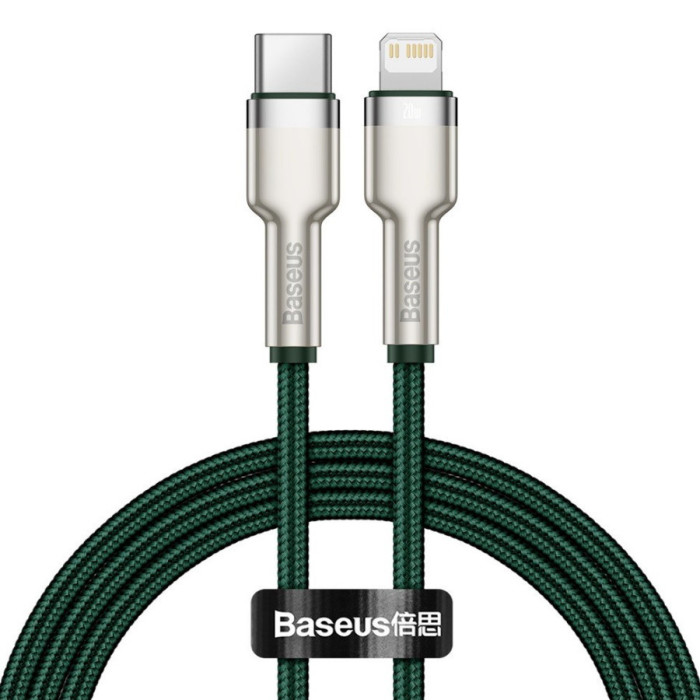 Кабель Baseus Cafule Series Metal Data Cable Type-C to Lightning PD 20W 1m Зеленый (CALJK-A06)
