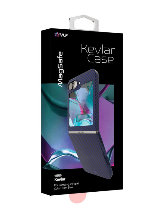 Чехол защитный VLP Kevlar Case с MagSafe для Samsung Z Flip 6/7 FE, темно-синий