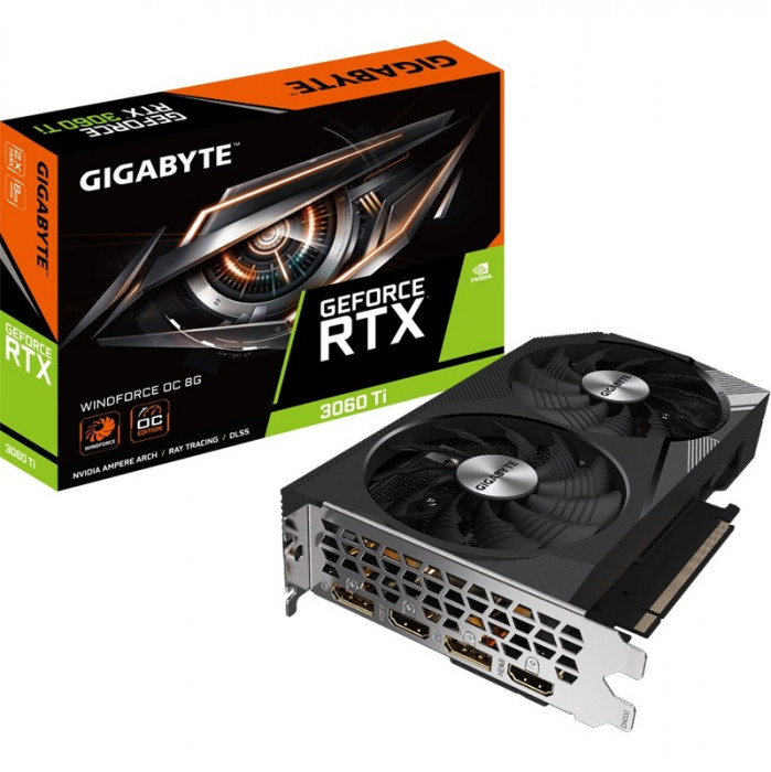 Видеокарта GIGABYTE GeForce RTX 3060 Ti WINDFORCE OC 8G (GV-N306TWF2OC-8GD), Retail