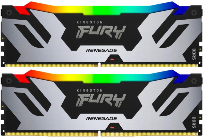 Оперативная память 48Gb DDR5 7200MHz Kingston Fury Renegade Silver RGB (KF572C38RSAK2-48) (2x24Gb KIT)
