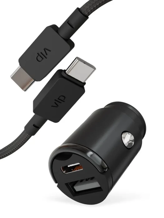 Автомобильное зарядное устройство VLP С-Power 45W USB-C+USB-A, PD, QC, USB-C кабель, черный | Фото 1 из 1