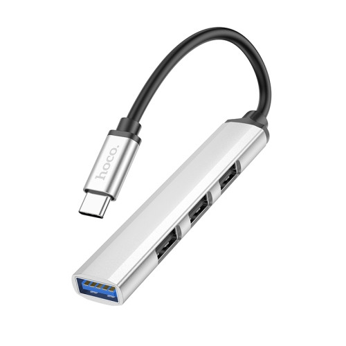 Стыковочная станция HOCO HB26 3 USB 2.0, 1 USB 3.0, кабель Type-C, Серебряный